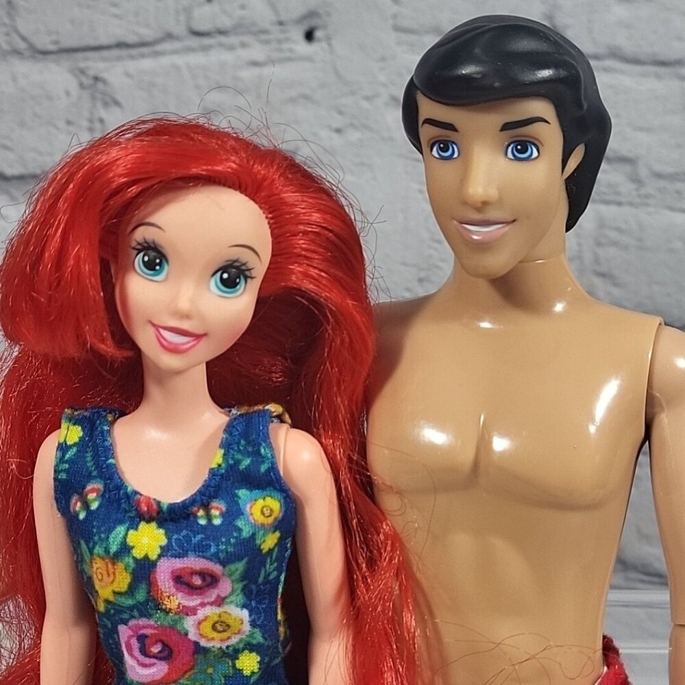 Disney The Little Mermaid Ariel Prince Eric Fashion Dolls Lot Of 2 In Beachwear